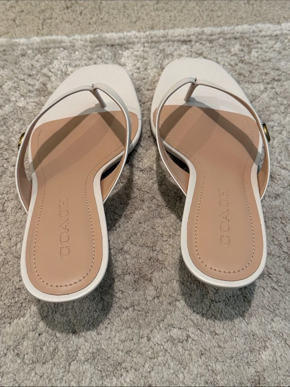 NIB COACH Audree LTR Sandal aside 9.5B Color is Chalk (CHK) Kitten Heel